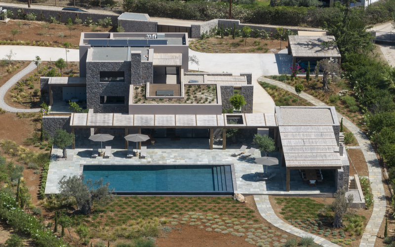 aerial of the villa