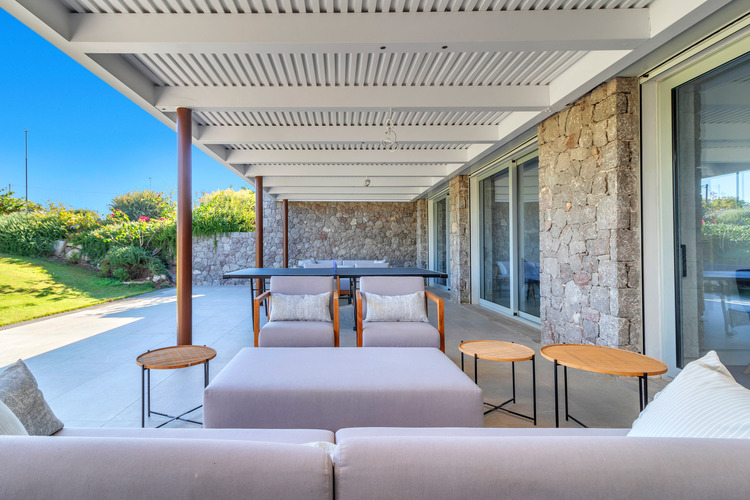 outdoor shaded lounge area 