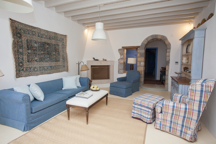living area with fireplace