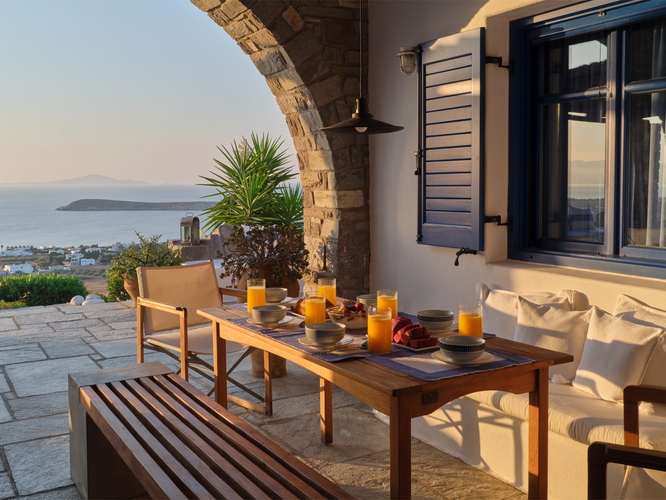 patio with dining table