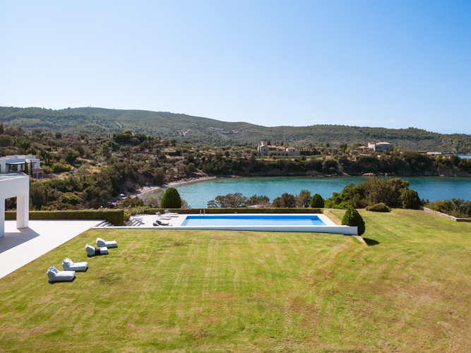 pool area with sea view