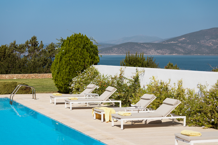 pool area with sunbeds