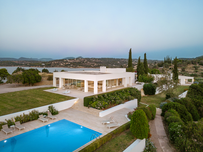 aerial front of the villa