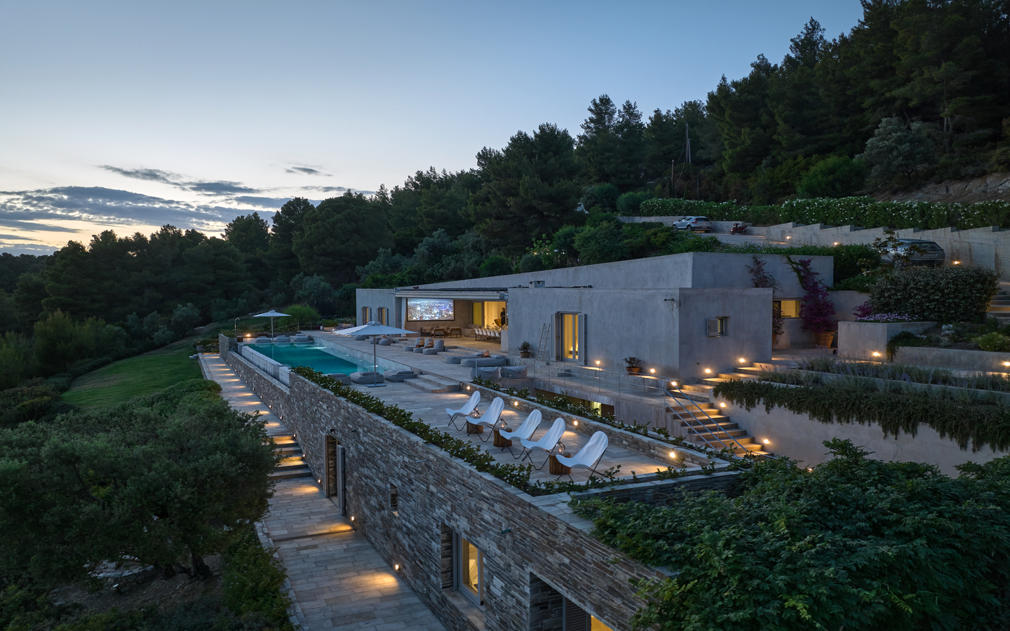 aerial of the villa