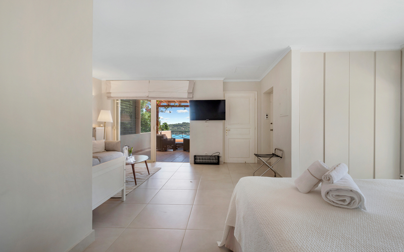 bedroom with double bed and tv
