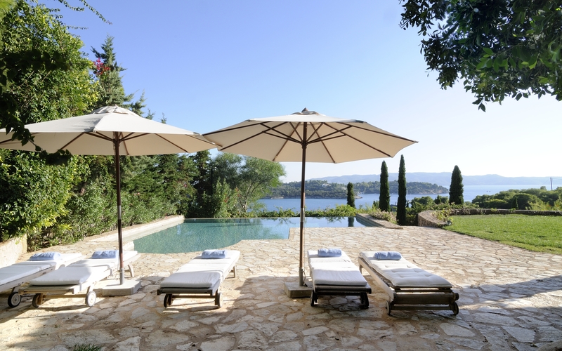 pool area with sunbeds