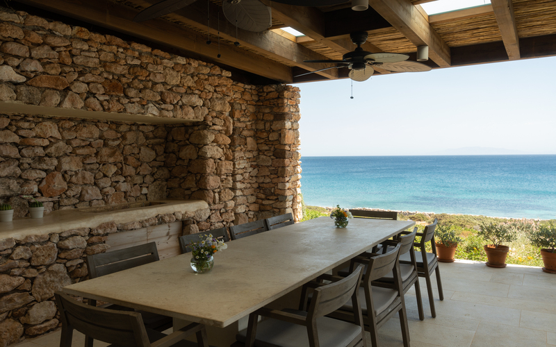 outdoor shaded lounge area