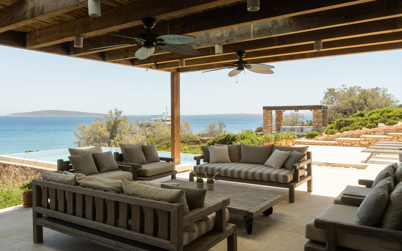 outdoor shaded lounge area