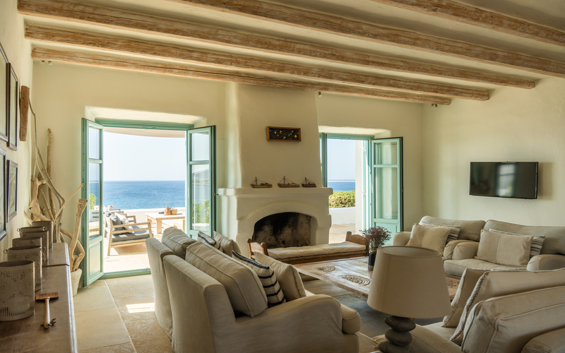 living area with fireplace