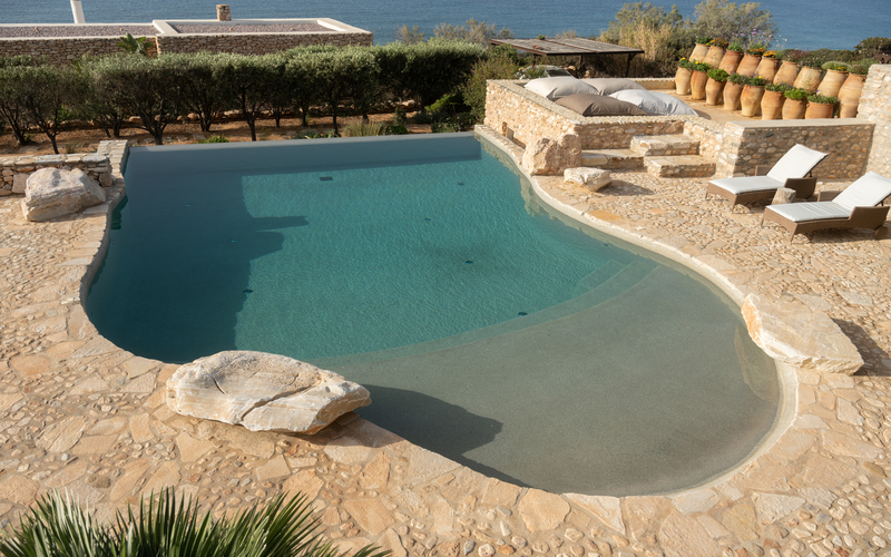 pool area with sunbeds