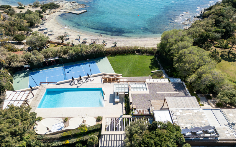aerial of the villa