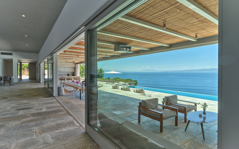 living area with sea view