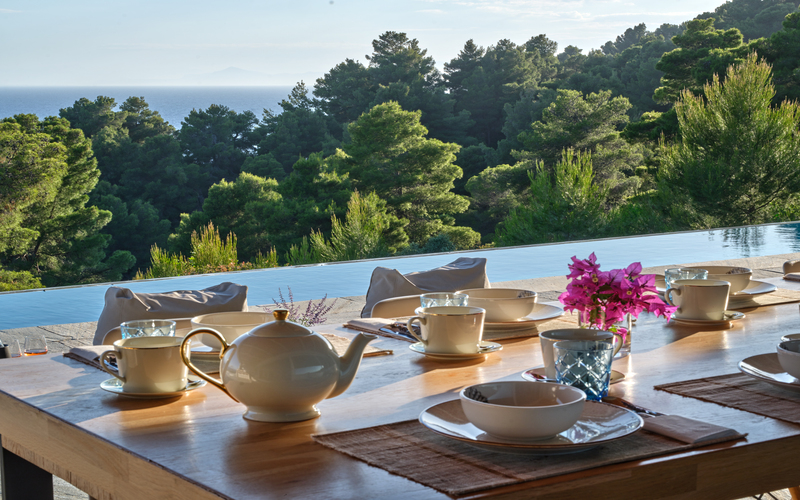 dining area with sea view