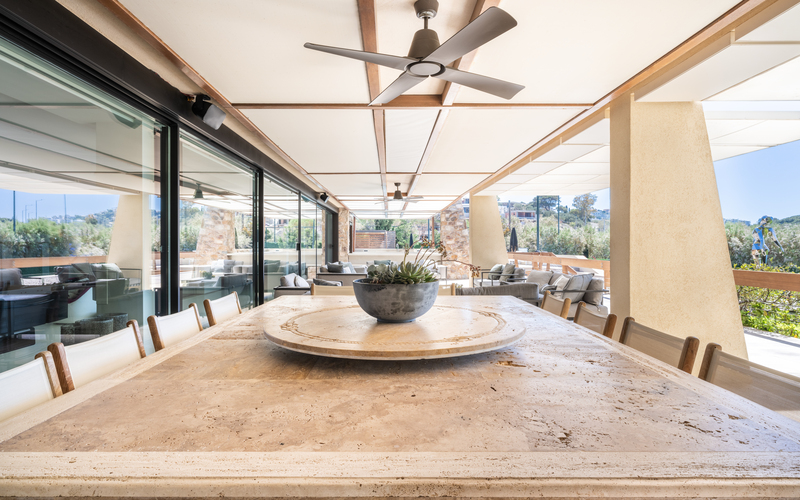 outdoor shaded dining area