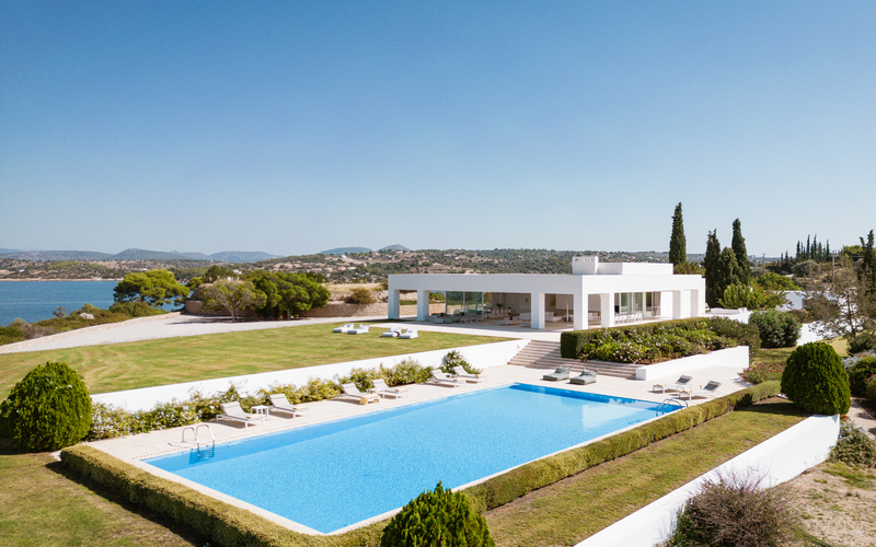 aerial of the villa