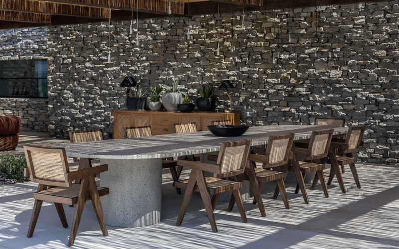 shaded dining area