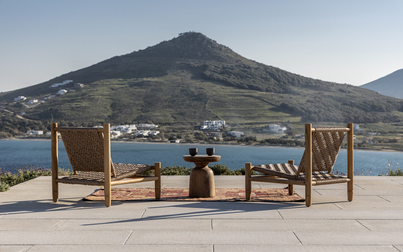 lounge chairs with sea view