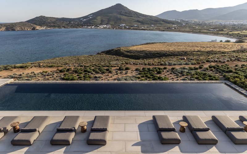 pool area with sea view