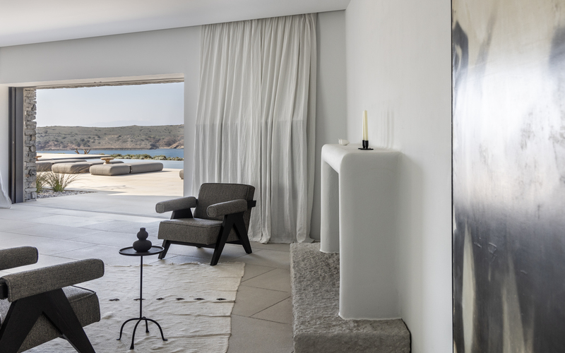 living area with fireplace