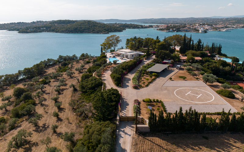 aerial front of the villa