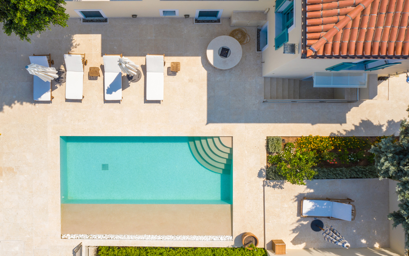 aerial pool area