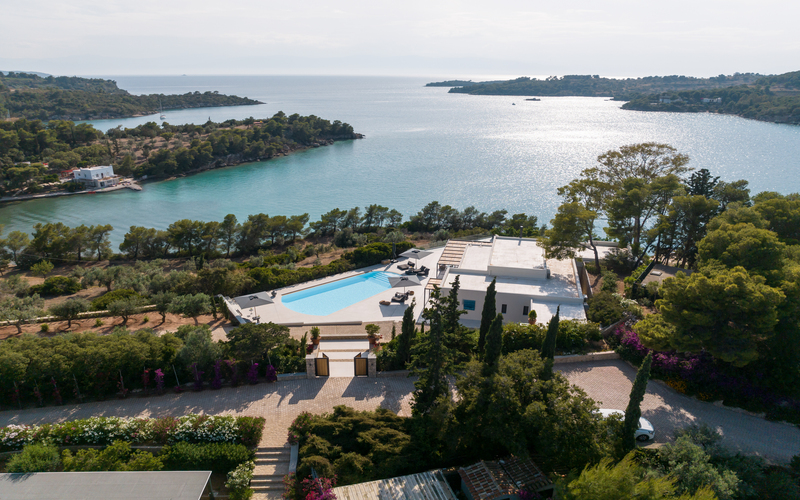 aerial of the villa