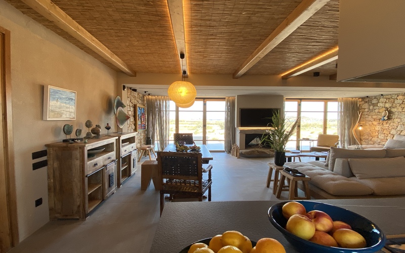 living area with fireplace