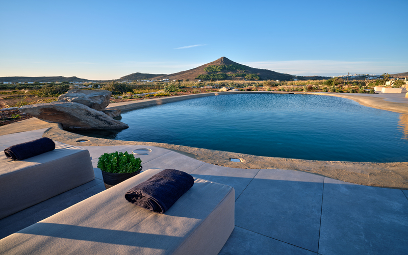 pool area with sunbeds