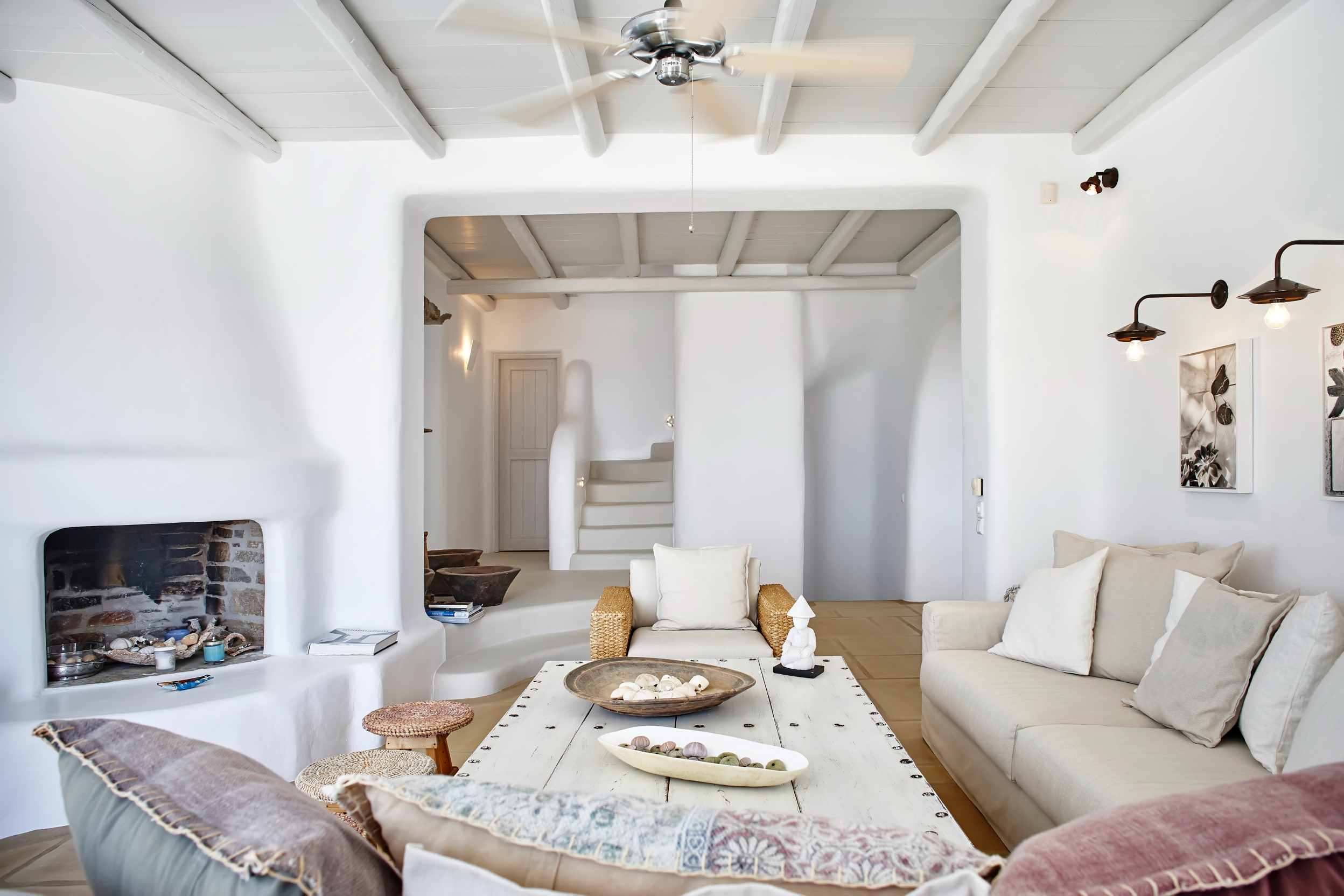 living area with fireplace