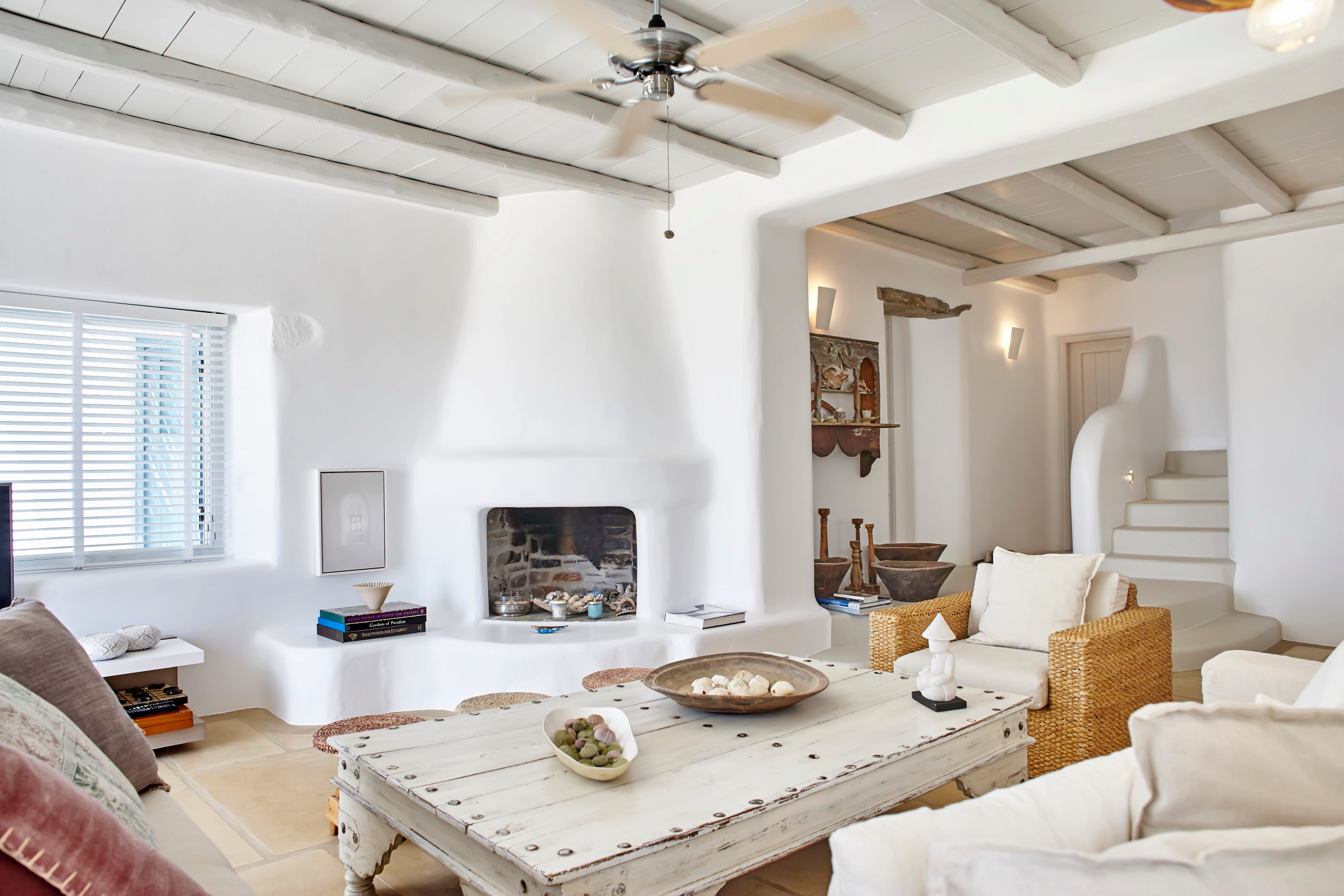 living area with fireplace