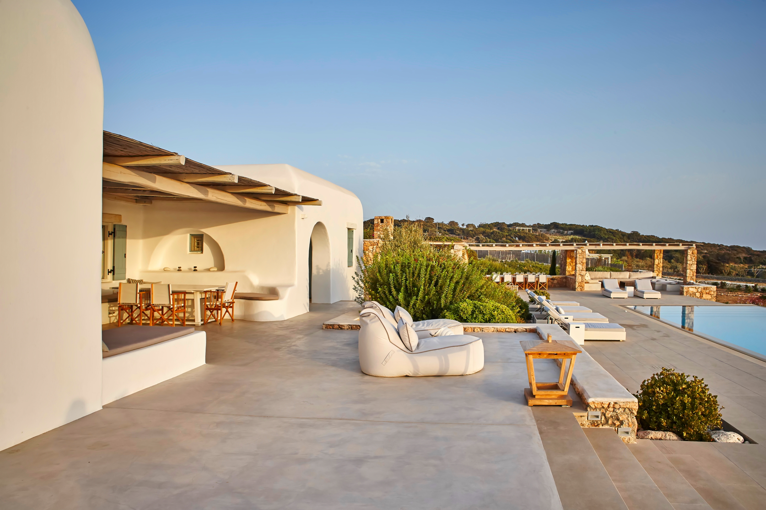 pool area with sunbed