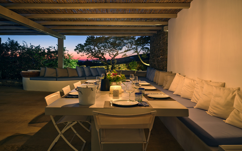 outdoor shaded lounge area