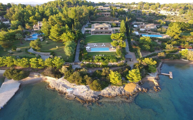aerial of the villa