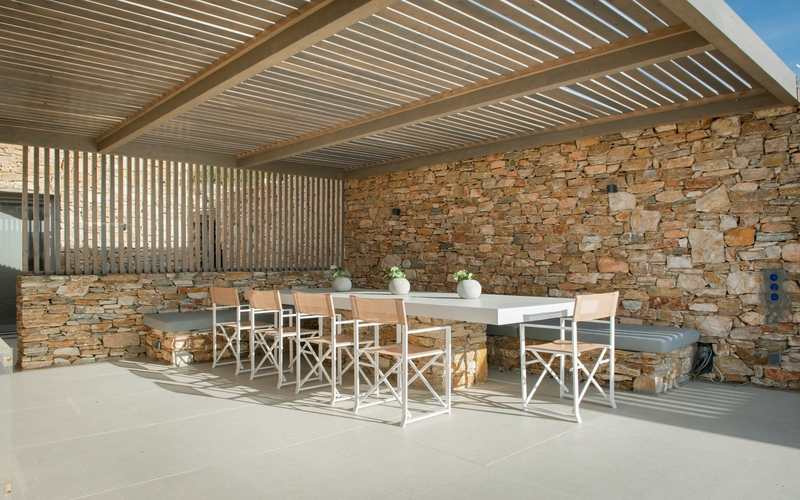 outdoor shaded dining area 