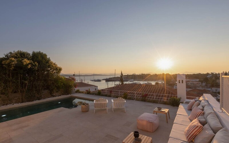 pool area sunset view