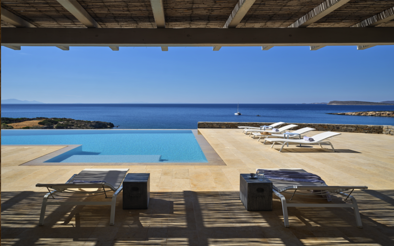 pool area with sunbeds