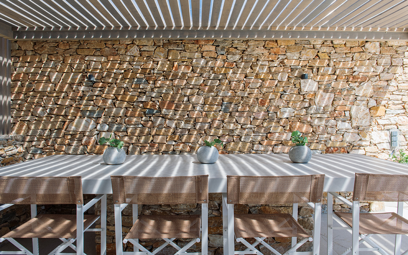 shaded dining area