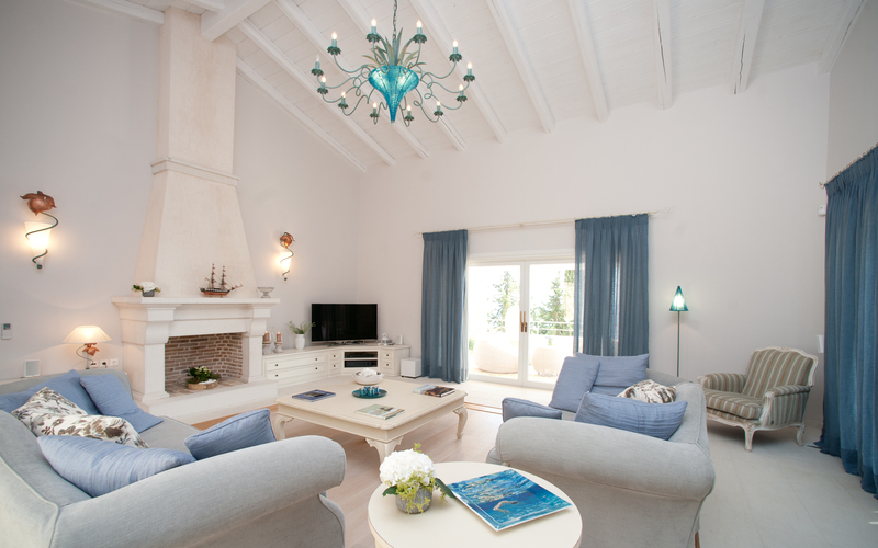 living area with fireplace