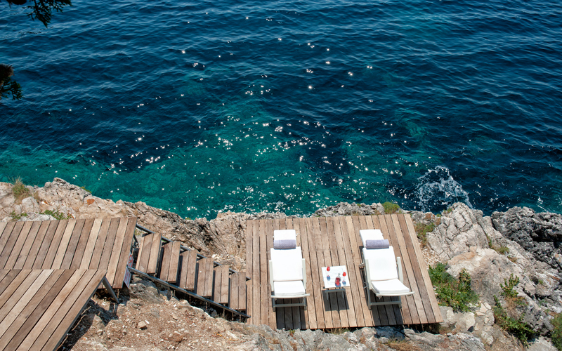 sea deck with sunbeds