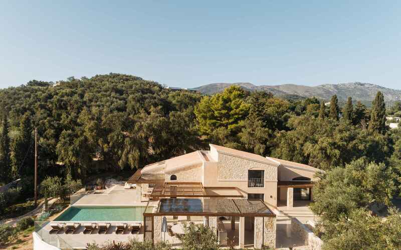 aerial of the villa