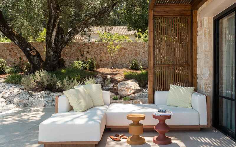 shaded lounge area