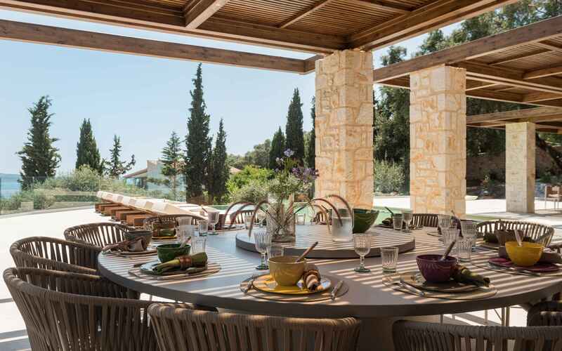 outdoor shaded dining area 