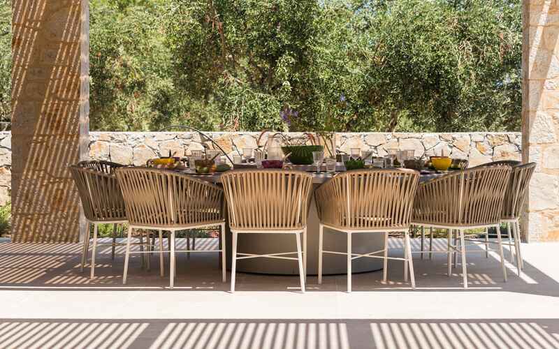 shaded dining area