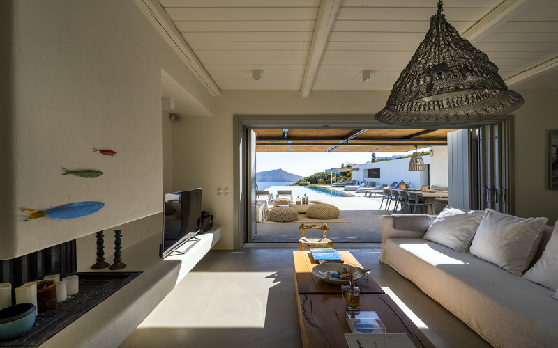 living area with fireplace