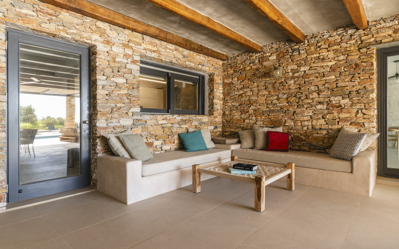 shaded lounge area