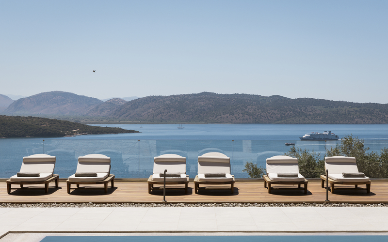 sunbeds by the pool