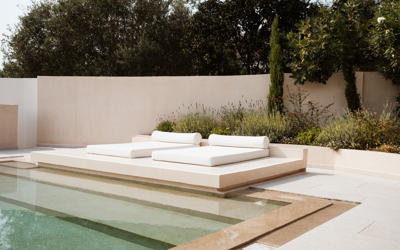 sunbeds by the pool