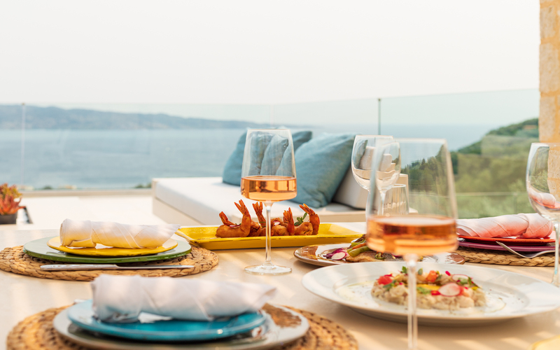 dining area with sea view