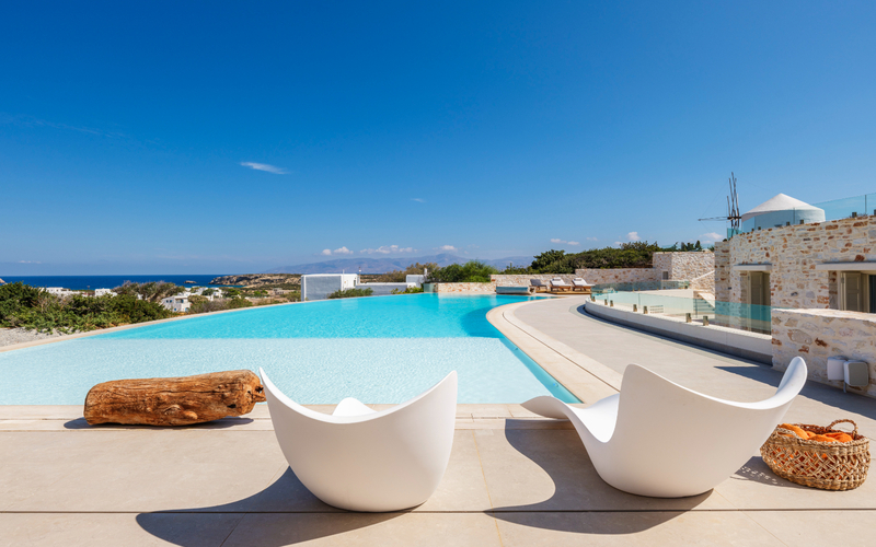 pool area with sunbeds