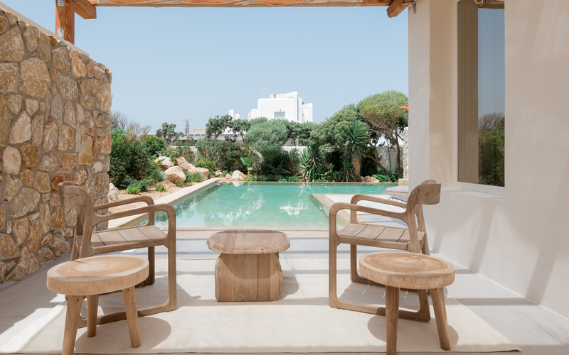 lounge area by the pool